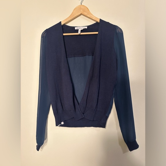 BCBMAXAZRIA Blue Chiffon Cardigan top - Picture 7 of 7